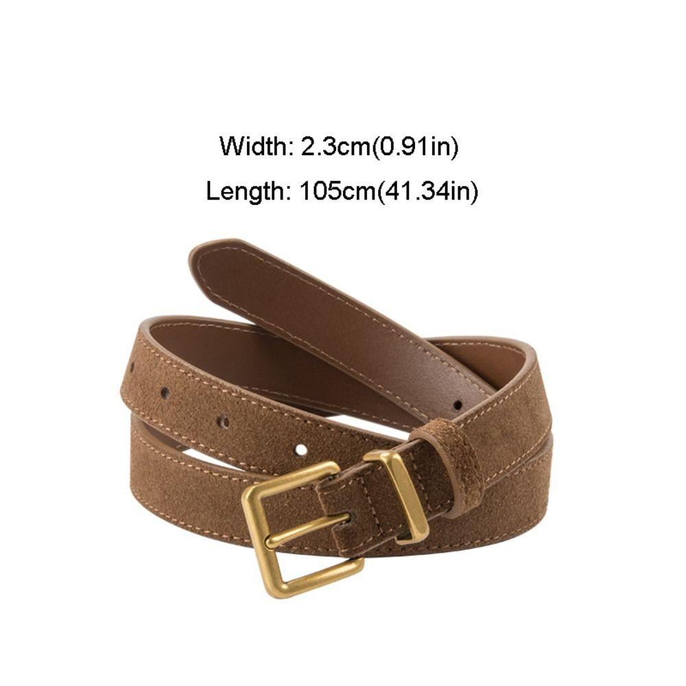 Luxury Design Suede Leather Belt Trendy Pin Buckle Waistband Retro Business Waist Strap  Gifts