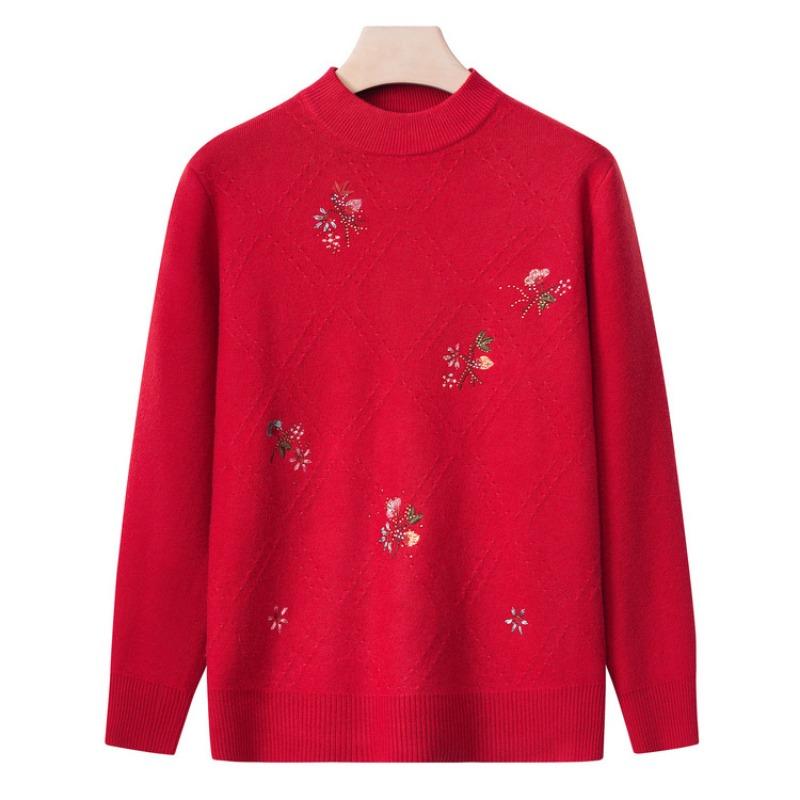 Grandma autumn women's top middle old man winter knitted sweater mother base clothes year 0 old lady sweater