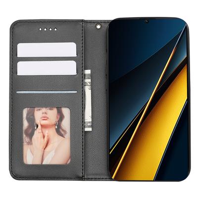 For Xiaomi Poco X6 Pro 5G/Redmi K70E 5G Wallet Phone Case Strong Magnetic Checkered Pattern Imprint Leather Flip Cover