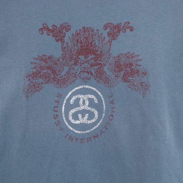 STUSSY 90s Made in USA Navy Tag Print Short sleeve T-shirt S Bluish Men's Used
