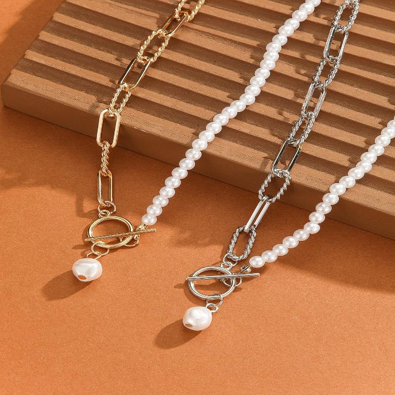 Vintage Gold Color Multiple Styles Imitation Pearl Necklace For Women Boho Trendy Multi-Layer Crystal Pendant Necklaces Jewelry