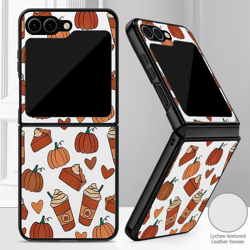 Halloween Pumpkin Lantern Case For Samsung Z Flip 8 7 FE 6 5 4 Hybrid Leather Skin Hard PC Bumper Cover For Galaxy Z Flip8 Flip7 Flip6 Flip5