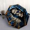 Stained Glass Skull with Blue Flowers Wall Art Decor Umbrella, Christmas Gift Y101