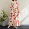 Dimanaf 2024 Plus Size Dress New Summer Basic Loose Women O-Neck Vintage Short Sleeve Big Size Beach Long Dress