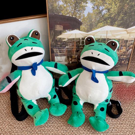 Lonely Frog Plush Backpack Cute Stuffed Animal Shoulder Bag with Adjustable Straps Valentine's Day Gift for Friends