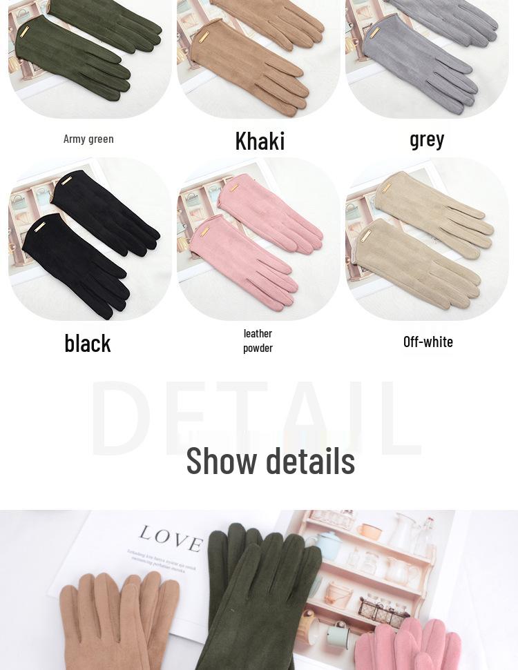 Women's Winter Suede Touchscreen Gloves - Velvet Lined, Warm, Cold-Proof, Korean Style, for Cycling & Driving