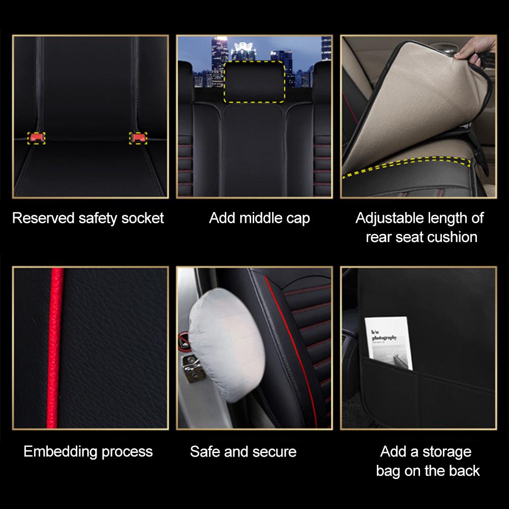 Auto Full Set Car Seat Covers Automobile Seat Cushion Cover Breathable PU Leather Single Front Split Bench Protector Car Styling