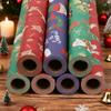 10Meterx50cm Christmas Wrapping Paper Roll Cartoon Santa Claus Elk Gift Box Packaging Material Christmas Party Home Decoration