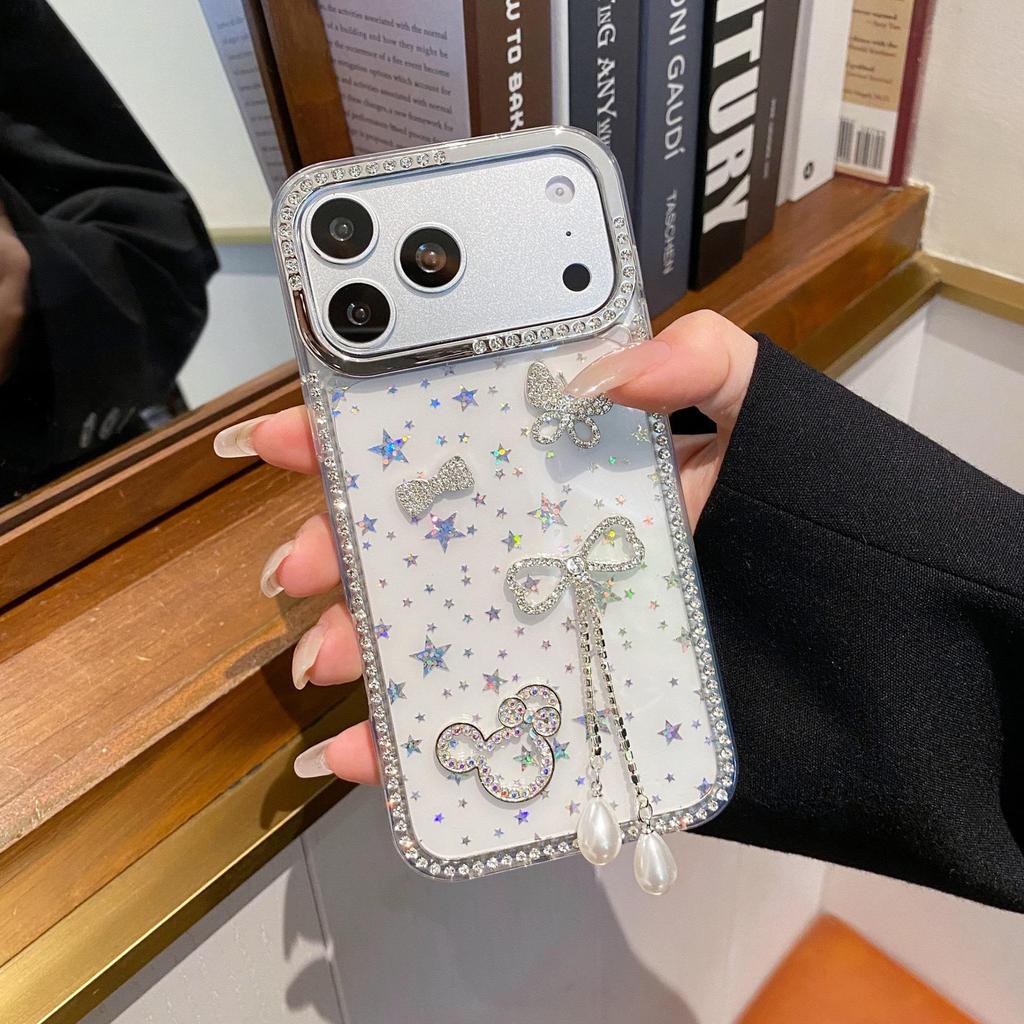 Laser Star Rhinestones for iPhone 17 Pro Max/15 Pro & Cat Ring for iPhone 11