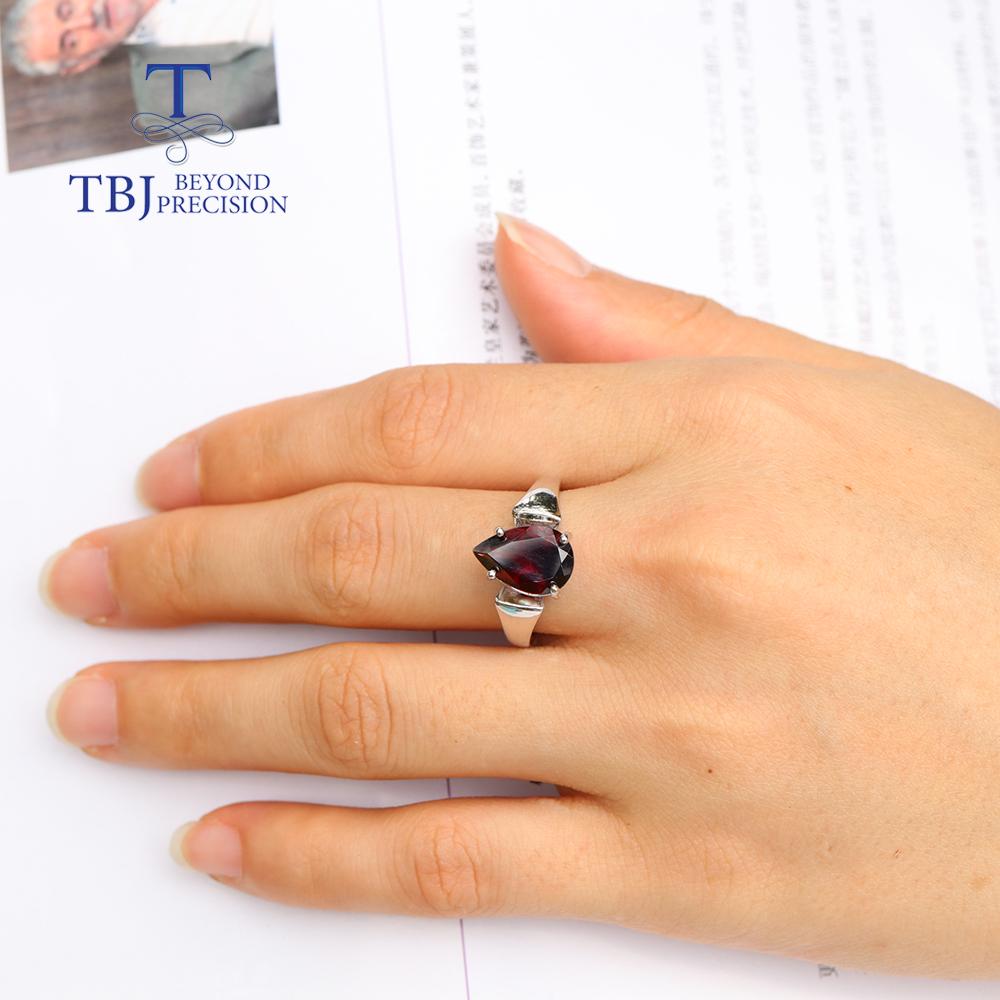 Bolaijewelry 100% Natural Red Garnet Jewelry Set Gemstone Pear 8*12mm Rings Earrings 925 Sterling Silver Fine Jewelry