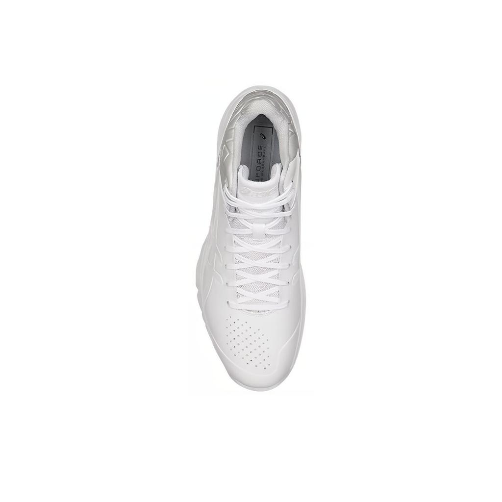 Asics Geltriforce 3 Ronde Neus Vetersluiting Synthetisch Leer Mid-Top Basketbalschoenen Heren sneaker Wit 1061A006-100