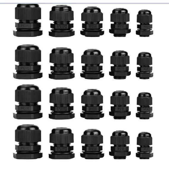 40 Pieces Of Plastic Waterproof Adjustable 3.5-13mm Cable Connectors PG7, PG9, PG11, PG13.5, PG16