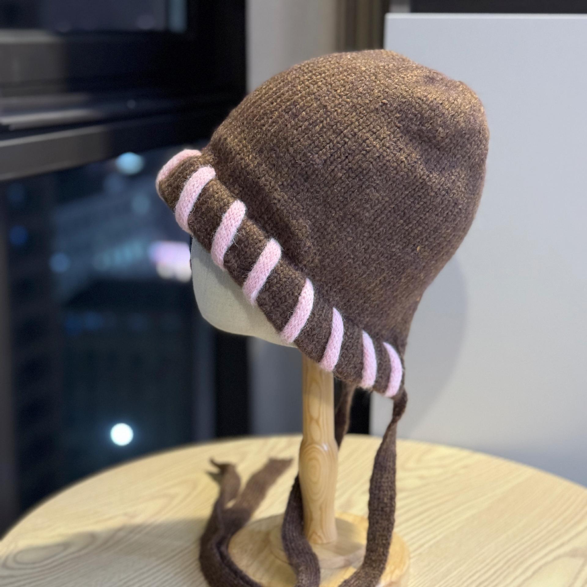 

Knitted Hat for Women Korean Style Outdoor Face Proof Small Cold Proof and Warm Ear Protection Hat Fashionable Lei Feng Hat Trend one size