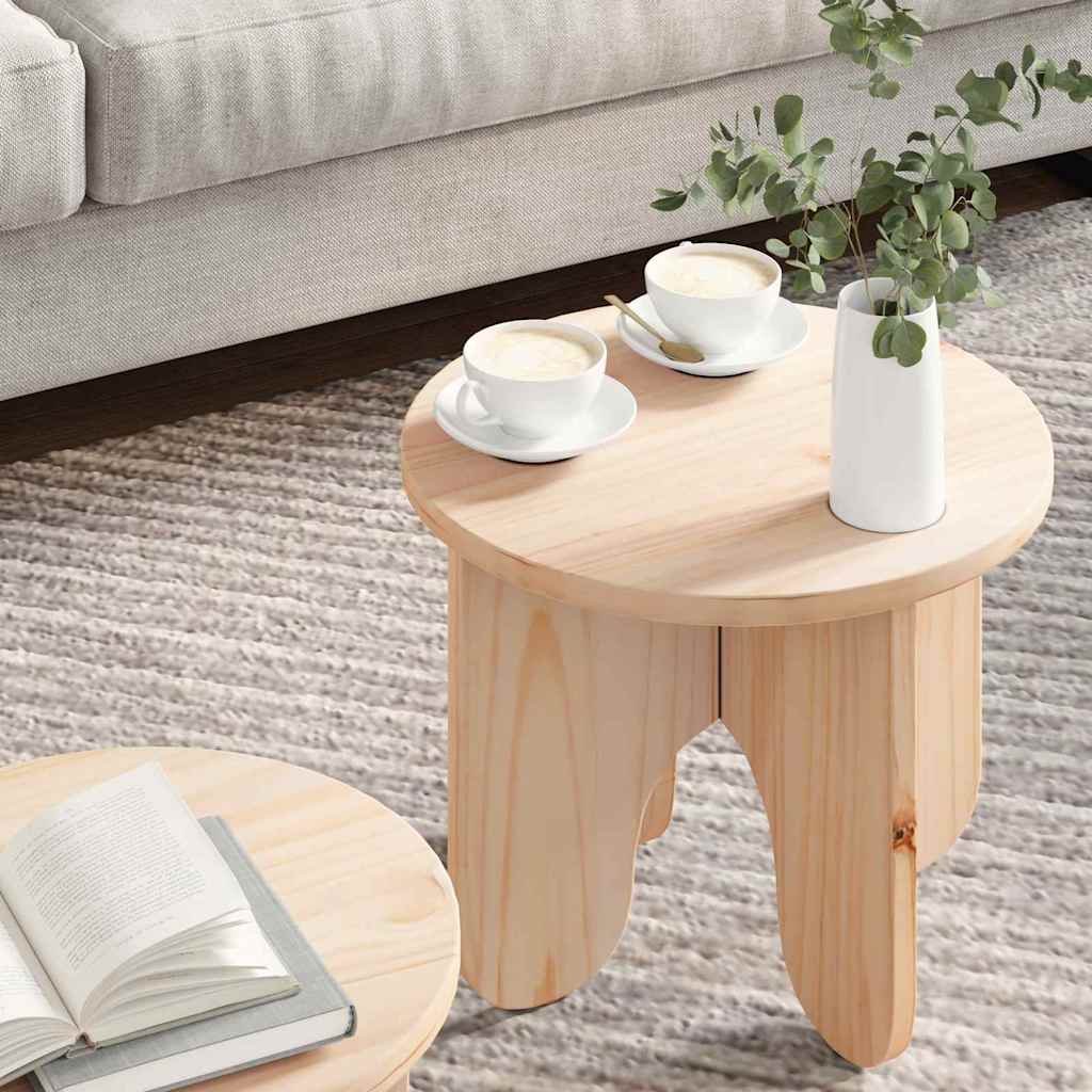 Coffee Table Set 2 pcs Natural Solid Pine Wood