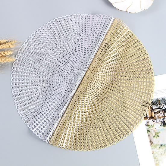 PVC Placemats Heat Resistant Hollow Out Table Mats Anti-Scalding Wear-Resistant Coasters Round Heat Insulation Mats for Home Kitchen Dining Room