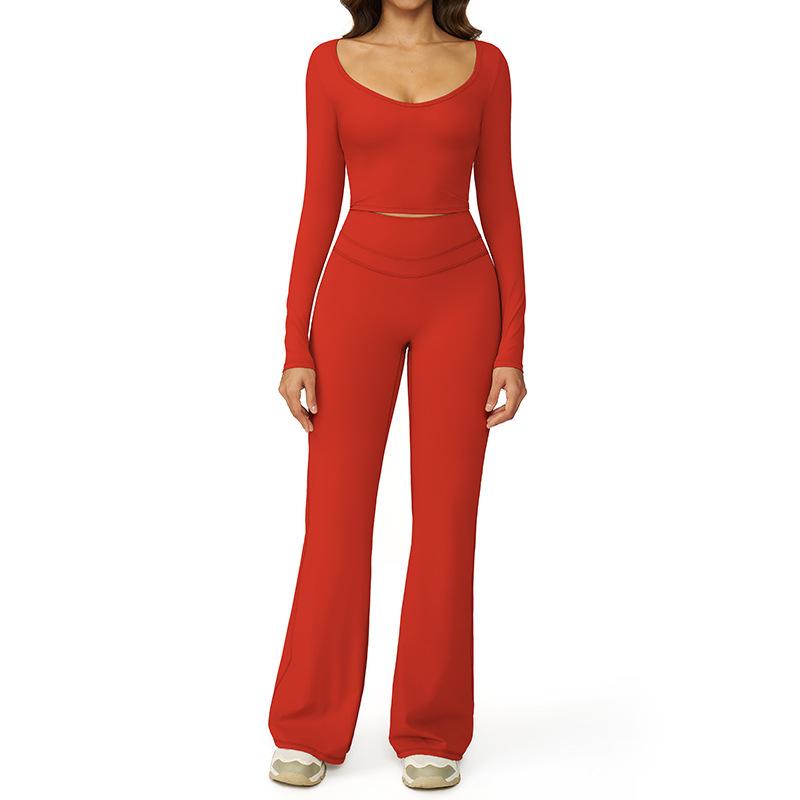 JYL Quick Dry Brushed Yoga Set Hollow Back High Waist Outfit