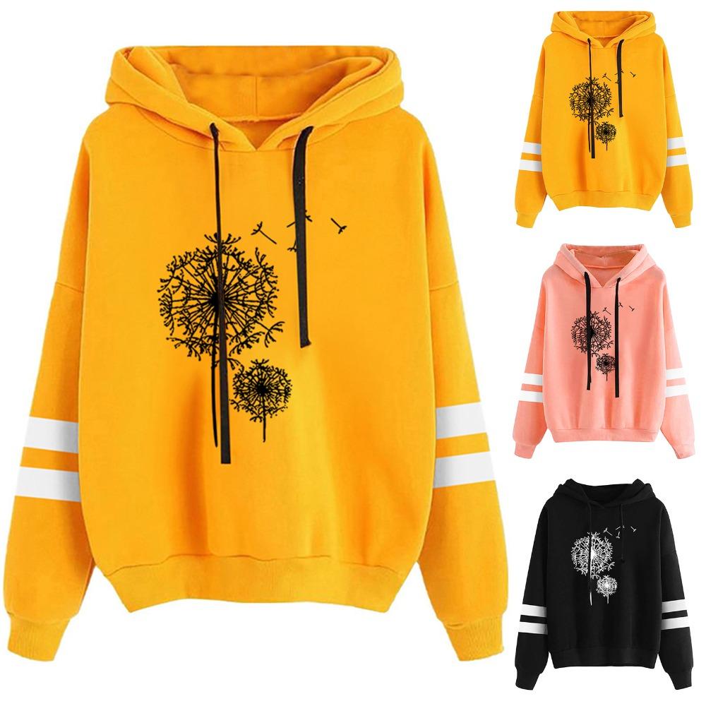 2025 European and American New Women's Clothing Long-sleeved Dandelion Printing