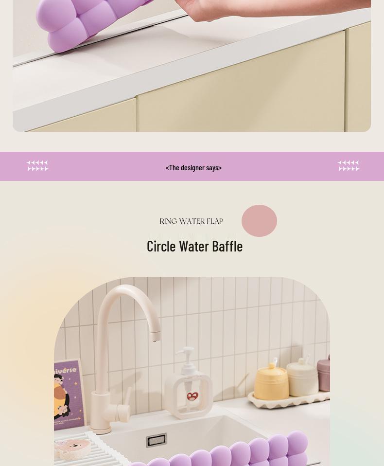 Dopamine Silicone Splash Guard: Waterproof, Easy-to-Clean Sink Edge Barrier for Kitchen and Bathroom.