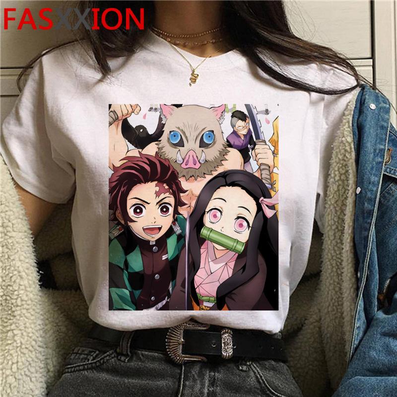 Casual Anime Demon Slayer Graphics Women Tee 90S Summer Short Sleeve O-Neck Female Tops Unisex Streetwear Y2K Clothing