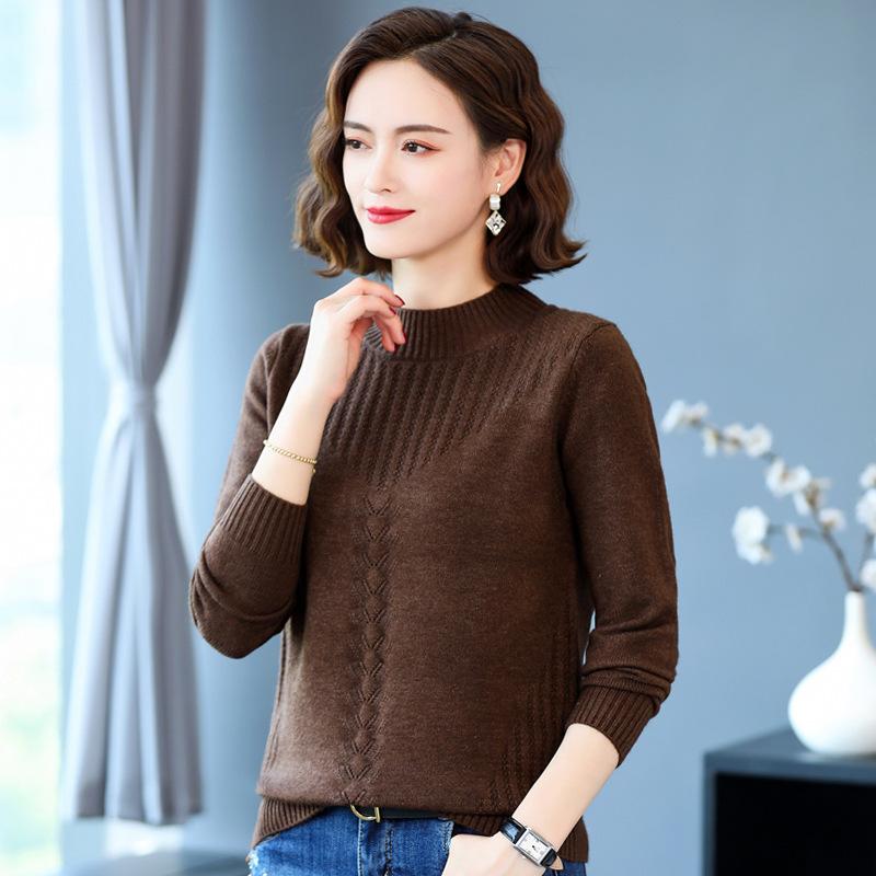 

Вязание низа рубашки теплая осень зима свитер женский полуводолазка скрученные цветы пуловер свитера Pull Femme XS