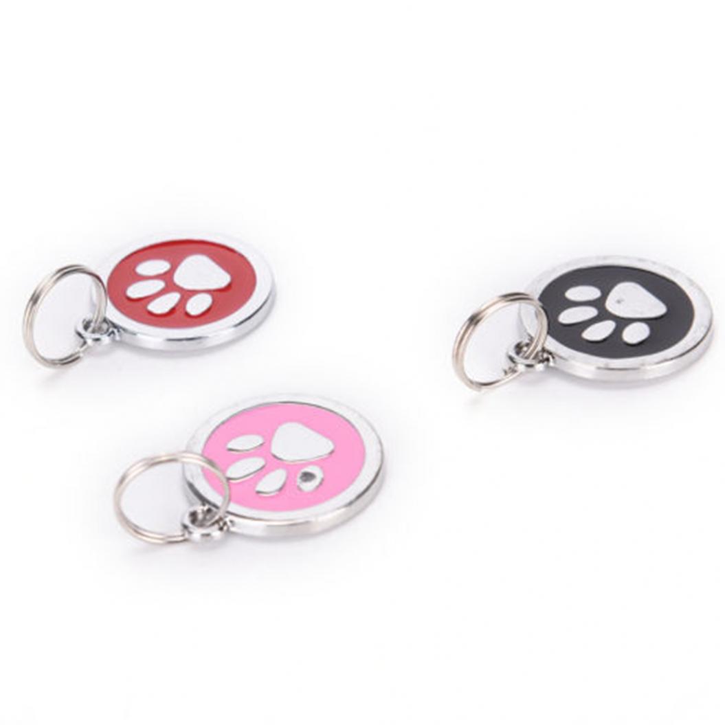 

Круглый металлический кулон - адресник 2.5*0.98см с принтом отпечаток лапы на ошейник собакам In Footprint Pattern