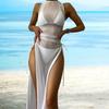3 Pcs/Set Charming Women Bikini Cover Up Set Long Dress Bathing Sleeveless Quick Dry Summer Holiday Beach Dress Swimsuit Set