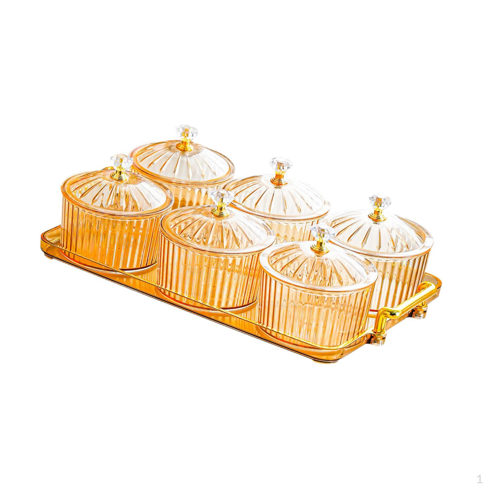 

6-compartment Divided Tray for Dried Fruit, Storage Container, Appetizer Dish, Candies And Nuts, янтарь