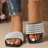 Women's Color Rhinestone Jewelry One-piece Slippers, Flat Casual Slippers