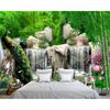 Wallpaper Peacocks Lotus Waterfall Bamboo Wallpaper Household Decor 3d Wallpaper Mural