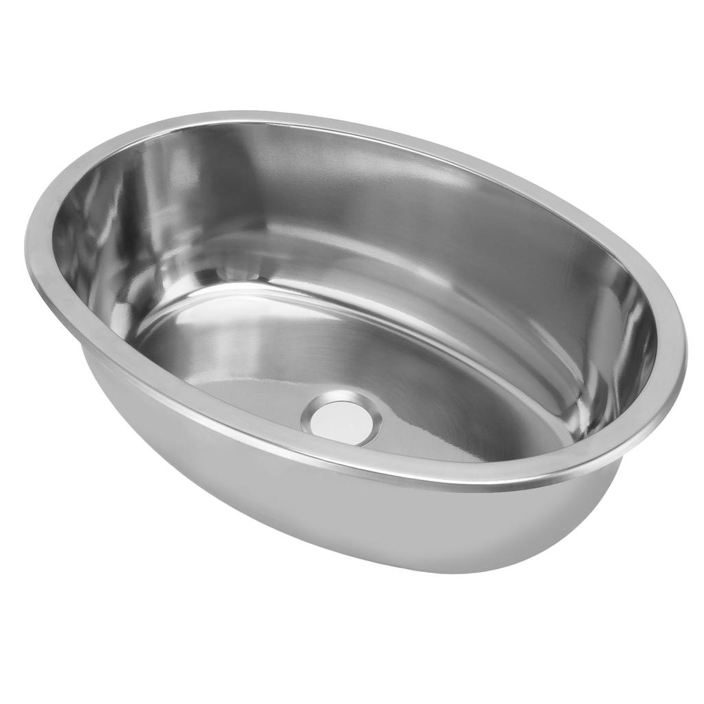 393x273mm Marine Boat Oval Sink with 40mm Drain Hole Stainless Steel Brushed for RV Yacht Motorhome