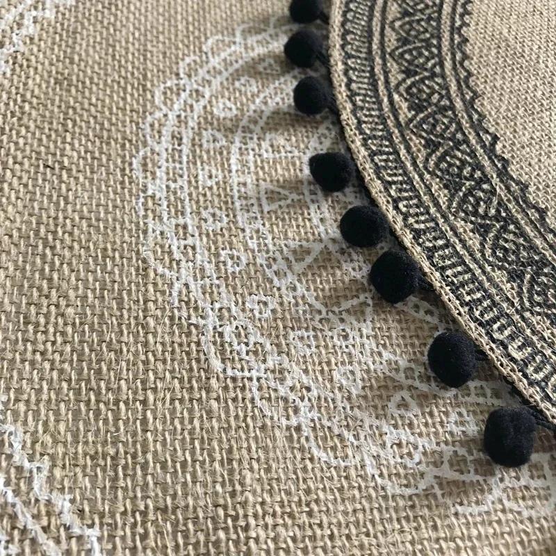 1PC Round Flower Print Table Placemat Nordic Style Non-slip Placemat Heat Insulation Furniture Decoration Mat Coffee Cup Mats LS