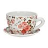 Vase / pot de fleurs (tasse) - EDEN - 15x20 cm - Céramique - Motif floral - Rose