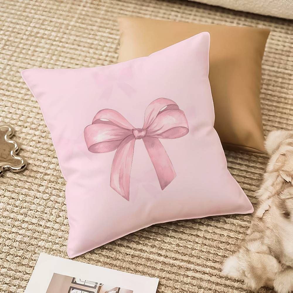 Pink Bow Cherry Pillow Case Anti-dustmite Invisible Zipper Sofa Bed