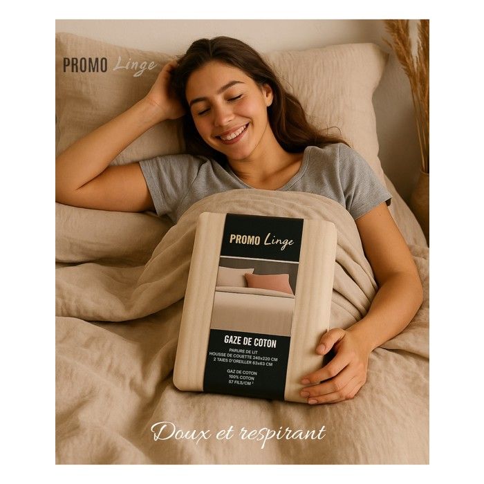 Bedding Set - LINEN PROMO - Cotton Gauze - 240 X 220 Cm - Green