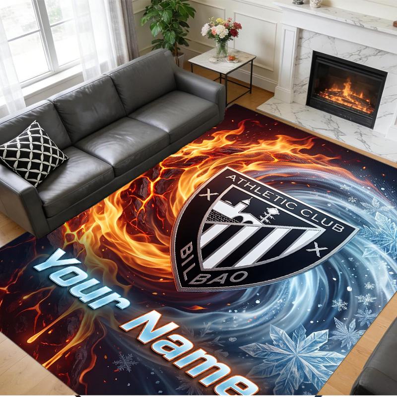Crystal Velvet Rug Custom Name Text, Soft Non Slip Floor Mat Home DecorAthletic Bilbao FC