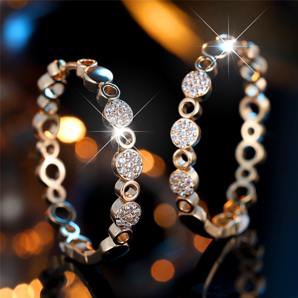 Charm Female White Zircon Stone Hoop Earrings Fashion Gold Color Wedding  For Women