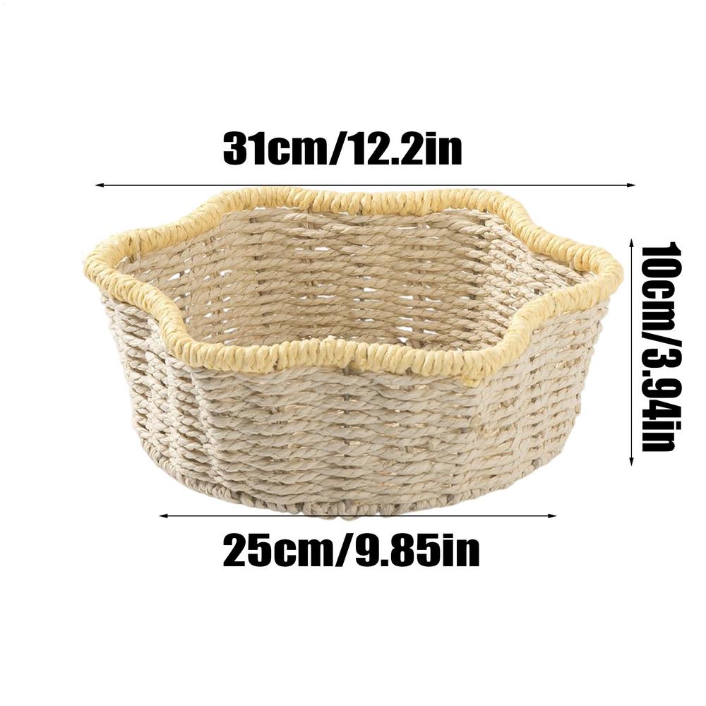 

Корзина для подачи еды ручной работы, имитация ротанга, корзины для хлеба ручной работы, декоративный держатель для хранения фруктов для гостиной, дома жёлтый