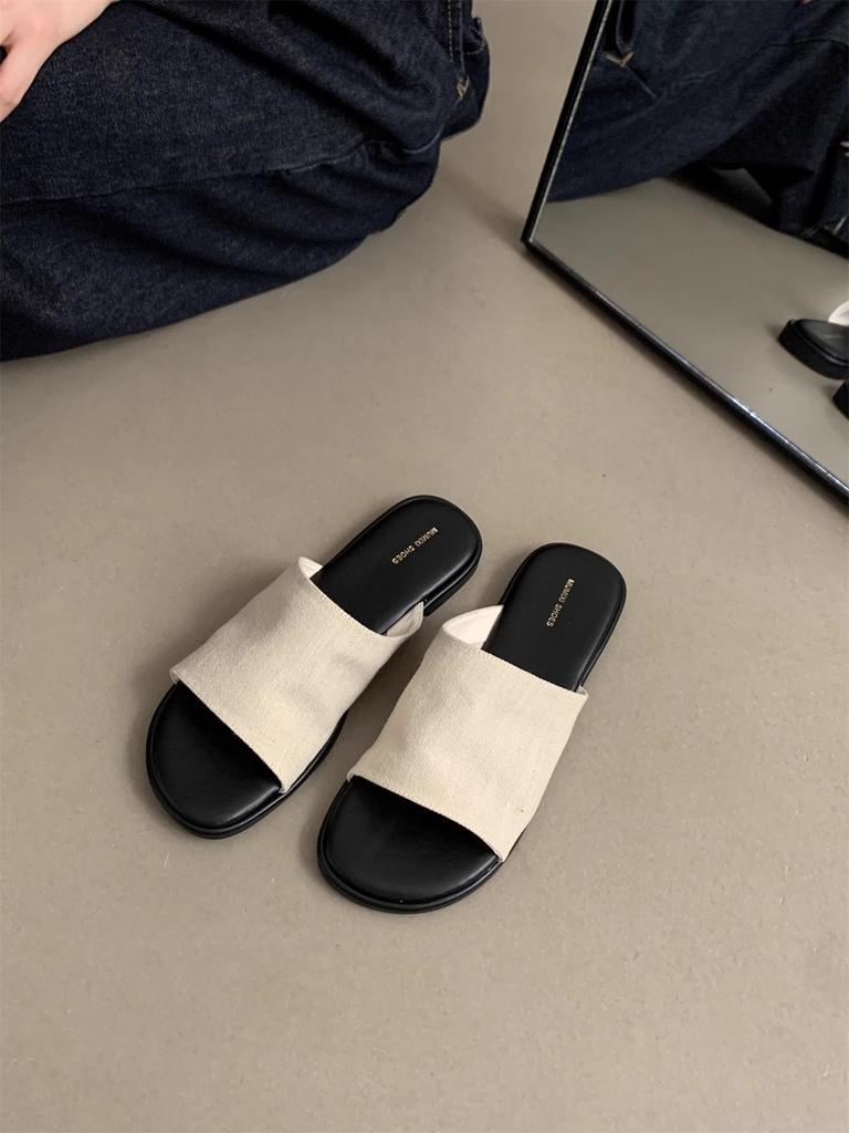 Linen slippers women's summer wear new women's Korean sandals retro casual fairy vacation flat beach shoes