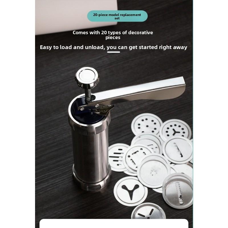 Cookies Mold Gun Baking Tools Aluminum Alloy Piping Nozzle 20 Pieces Solute Bean Squeezer Bag Set Baking