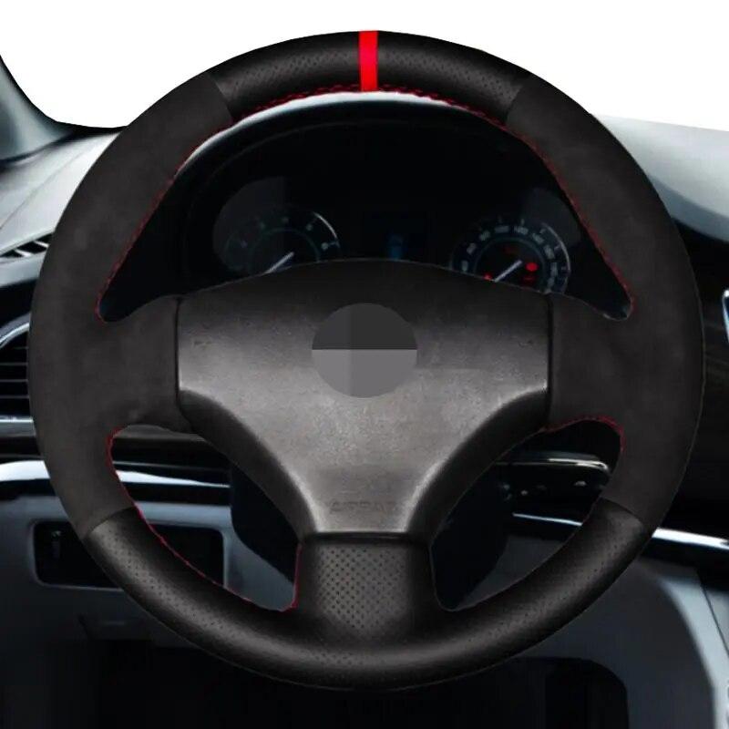 

Черный замшевый чехол на руль автомобиля из натуральной кожи для Peugeot 206 1998-2005 206 SW 2003-206 CC 2004 2005