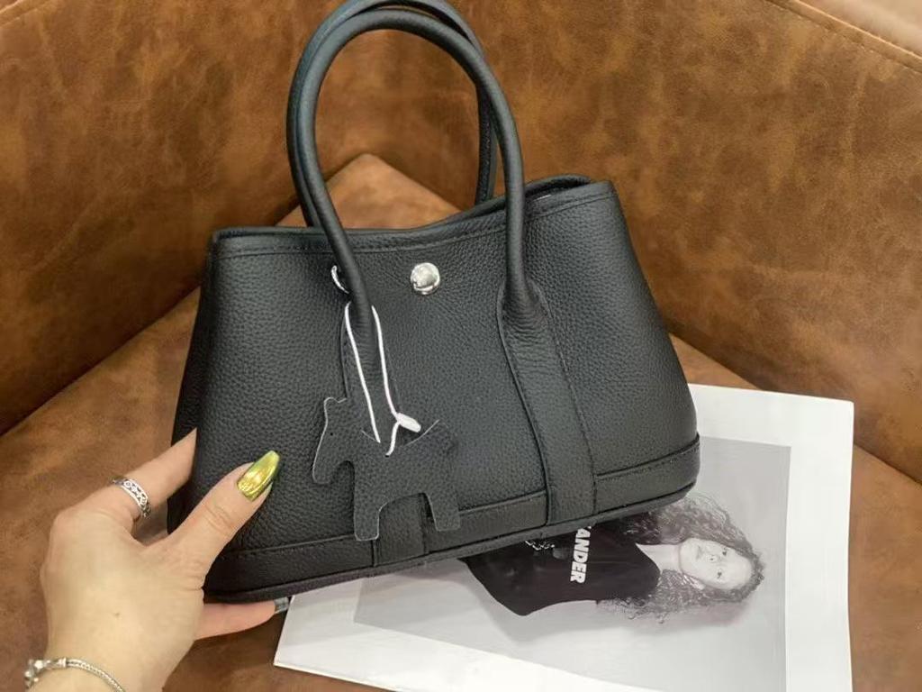 Women's Genuine Cowhide Leather Garden Tote - Large Capacity Bucket Shoulder Bag