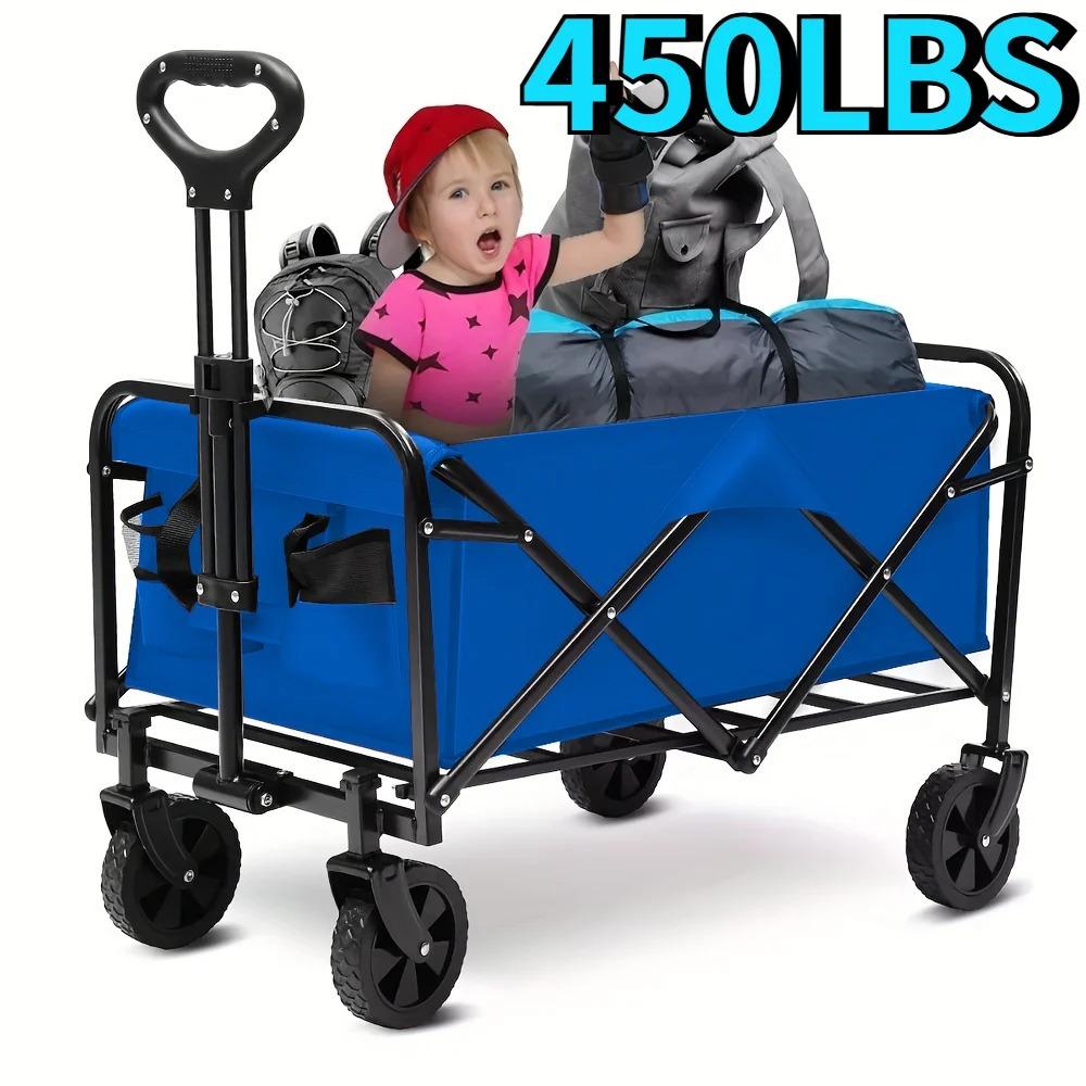 Wagon Cart Foldable Heavy Duty Utility Cart for Groceries, Sports, Gardening, Shopping Portable Folding Cart Foldable Cat
