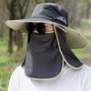 Men's Outdoor Sun Protection Hat Removable Face Cover Breathable Fishing Bucket Hat Wide Brim Labor Sunshade Cap for Hiking Camping