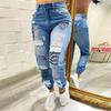 Übergröße Damenmode mit gebrochenen Löchern, hohe Taille, lässige Jeans, lange Hosen, Jeans mit Löchern, Bleistiftjeans, Röhrenhose