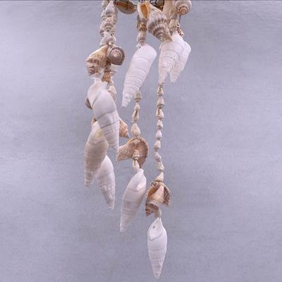 Carillon Éolien Coquillage Décoration Suspendue de Jardin Artisanat Cadeau Ornement Suspendu Exquis Cadeaux d'Anniversaire Pendentif Clochette à Vent Blanche