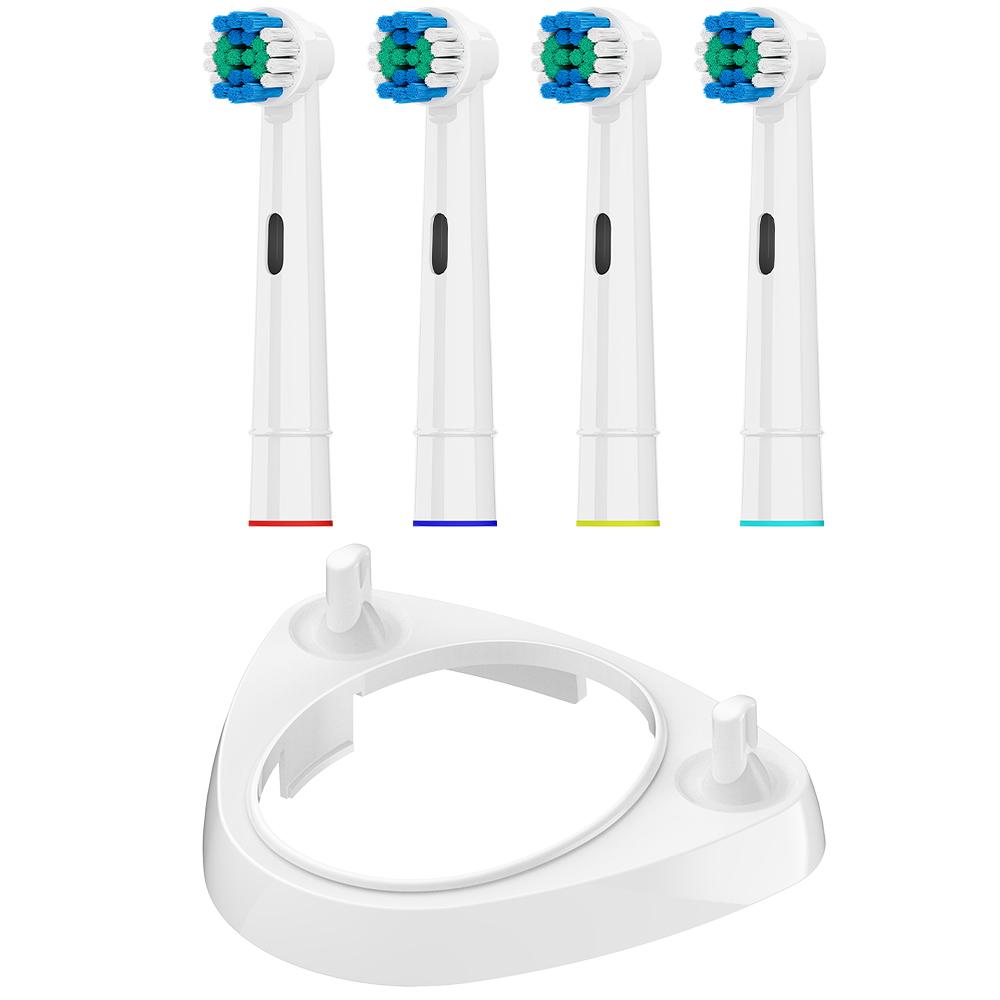 

4 Pack Replacement Brush Heads and Toothbrush Head Holder Stand, Compatible with Oral B Electric Toothbrushes, for 1000 500 8000