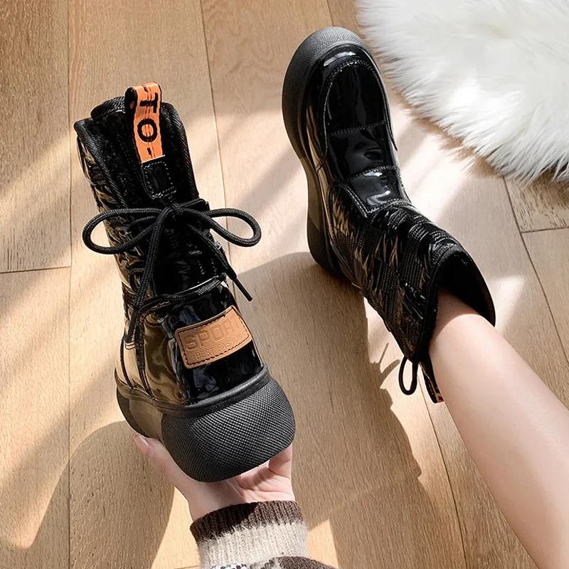 Fashion Warm Fur Ankle Furry Boots Women Snow Shoes Platform Pu Short Leather Boot Winter Thick Plush 2025 White Botas Mujer 40