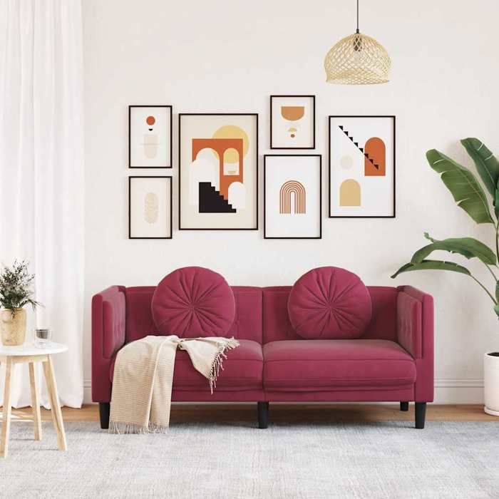 VidaXL Canapé avec Coussins 2 Places, Chaise avec Accoudoirs et Dossier, Siège avec Pieds, Fauteuil TV de Salon, Moderne, 372636