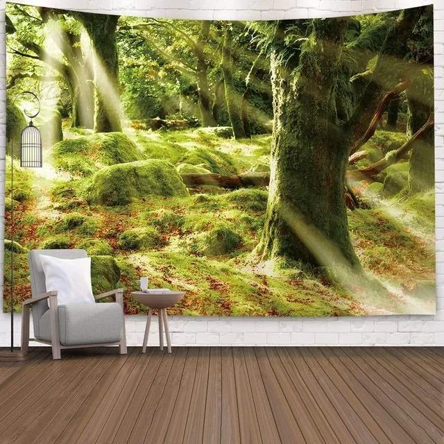 Wandteppich für Zuhause, Wanddekoration, Waldlandschaft, Landschaftsmuster, Hängetuch, Büro, Wohnzimmer