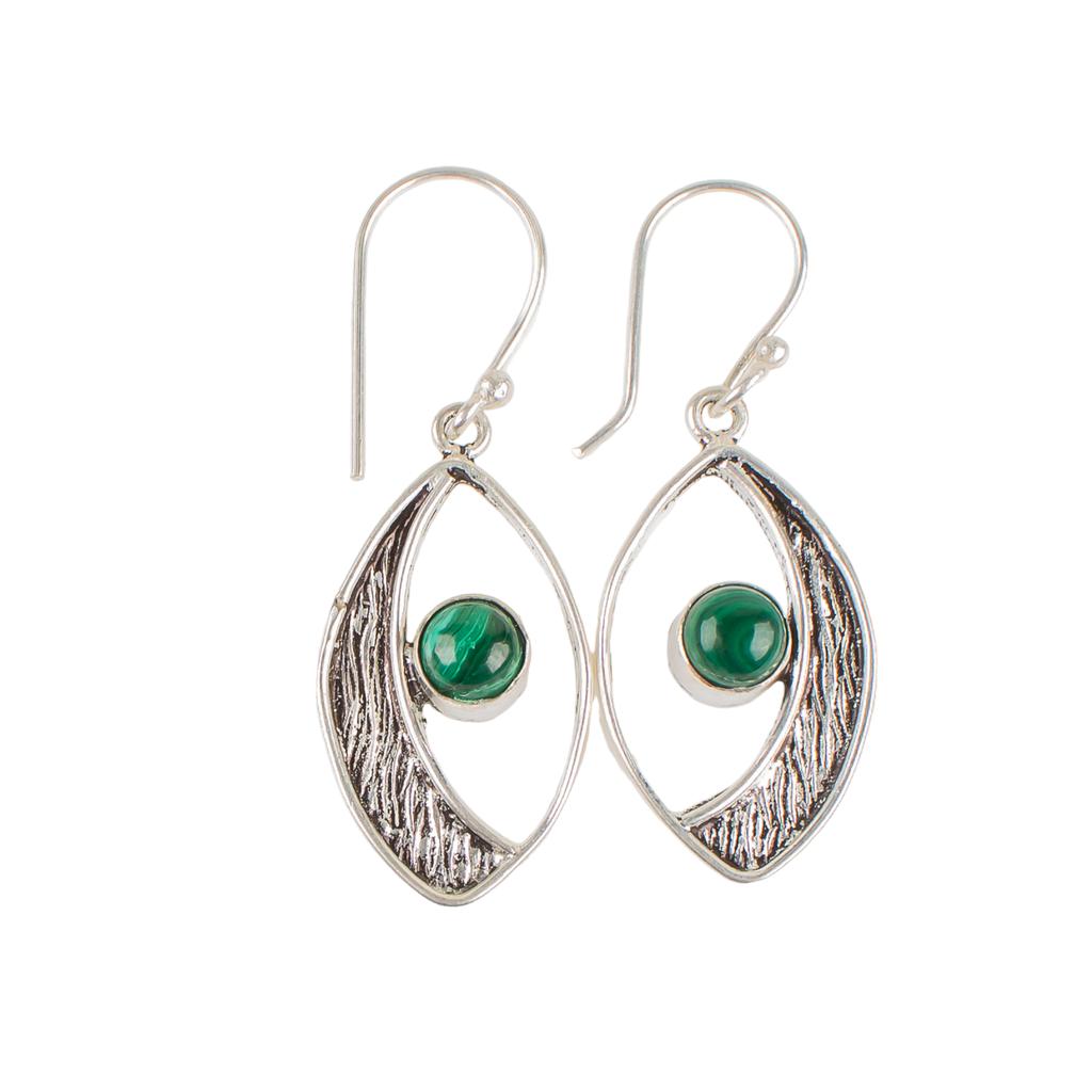 Malachit Edelstein 925 Sterling Silber Schmuck Handgefertigt Hochzeitsohrringe 1.60" EE-61-21